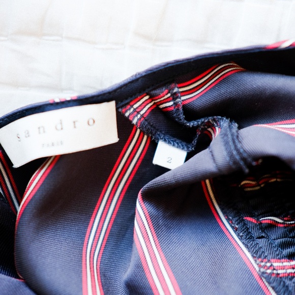 Sandro Red White and Blue Striped Tie Shirt - Picture 4 of 5